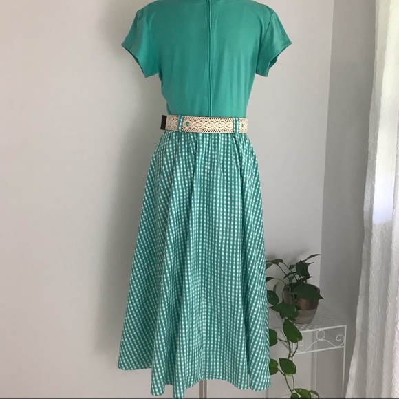 True Vintage Gingham Casual Full Skirt Midi Dress - Picture 3 of 16